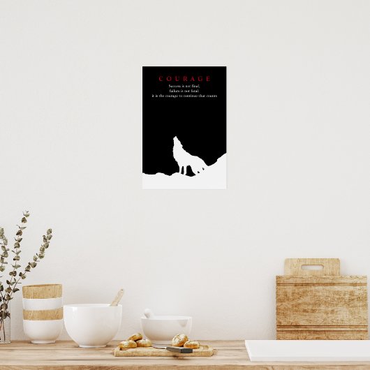 Wolf Fullmoon Night Motivatie Courage Poster (Keuken)