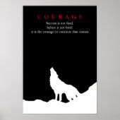 Wolf Fullmoon Night Motivatie Courage Poster (Voorkant)