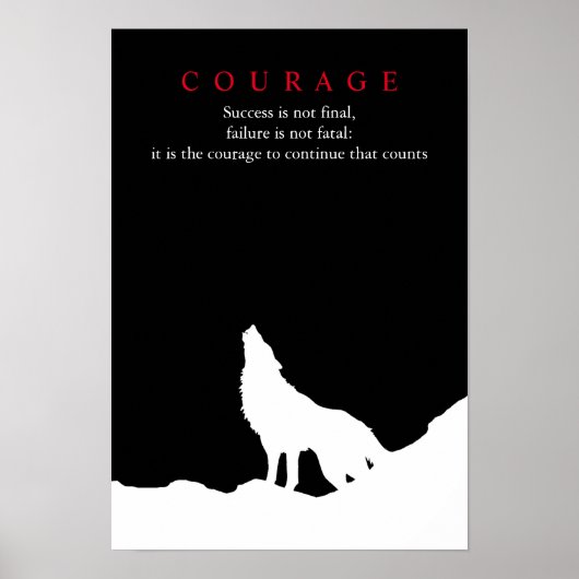 Wolf Fullmoon Night Motivatie Courage Poster (Voorkant)