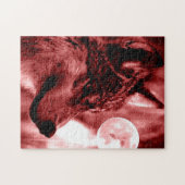 Wolf Fullmoon & Red Night - Wilde dieren Art Legpuzzel (Horizontaal)