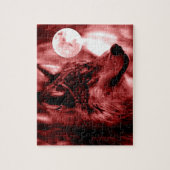 Wolf Fullmoon & Red Night - Wilde dieren Art Legpuzzel (Verticaal)