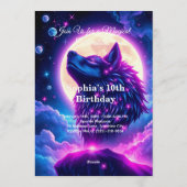 Wolf Galaxy Stars Cosmic Birthday Party Invitation Kaart (Achterkant)
