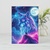 Wolf Galaxy Stars Cosmic Birthday Party Kaart (Staand voorkant)