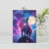 Wolf Galaxy Stars Cosmic Birthday Party Kaart (Staand voorkant)