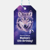 Wolf Galaxy Stars Kosmisch Verjaardagsfeest Cadeaulabel (Voorkant)
