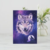 Wolf Galaxy Stars Kosmisch Verjaardagsfeest Kaart (Staand voorkant)