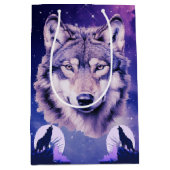 Wolf Galaxy Stars Kosmisch Verjaardagsfeest Medium Cadeauzakje (Voorkant)