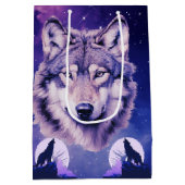 Wolf Galaxy Stars Kosmisch Verjaardagsfeest Medium Cadeauzakje (Achterkant)