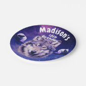 Wolf Galaxy Stars Kosmisch Verjaardagsfeest Papieren Bordje (Gekanteld)