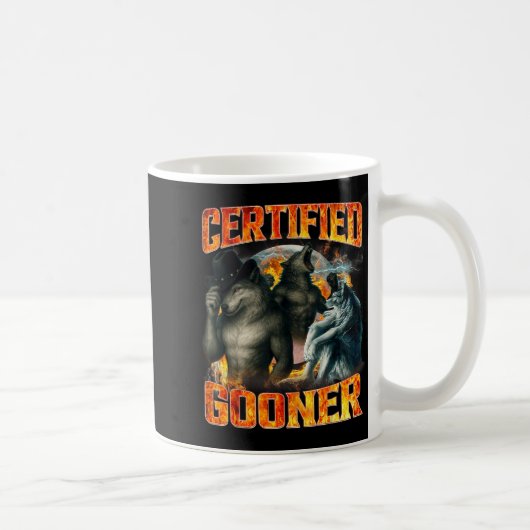 Wolf Gecertificeerde Gooner Grappige Bootleg Meme Koffiemok (Rechts)
