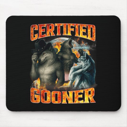 Wolf Gecertificeerde Gooner Grappige Bootleg Meme Muismat (Voorkant)