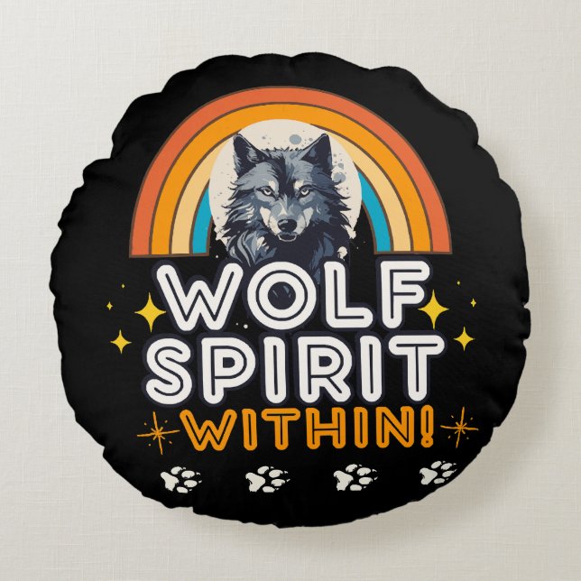 Wolf Geest Binnen Rond Kussen (Voorkant)