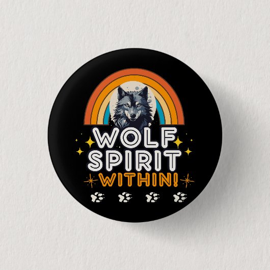 Wolf Geest Binnen Ronde Button 3,2 Cm (Voorkant)