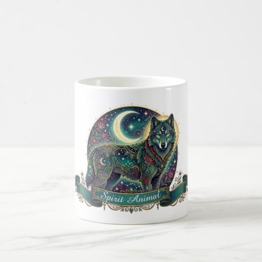 Wolf Geest Dier Hemelse Art Nouveau Koffiemok (Center)