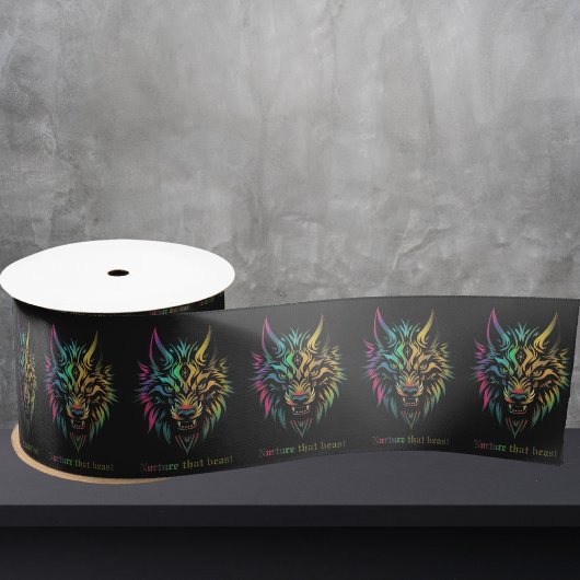 Wolf geest fenrir wolven gezicht geschenkverpakkin satijnen lint