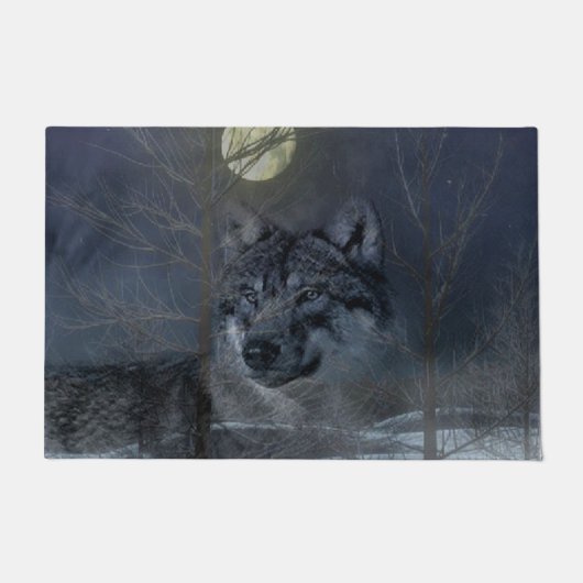 Wolf Geest Maan Nacht Deurmat (Voorkant)