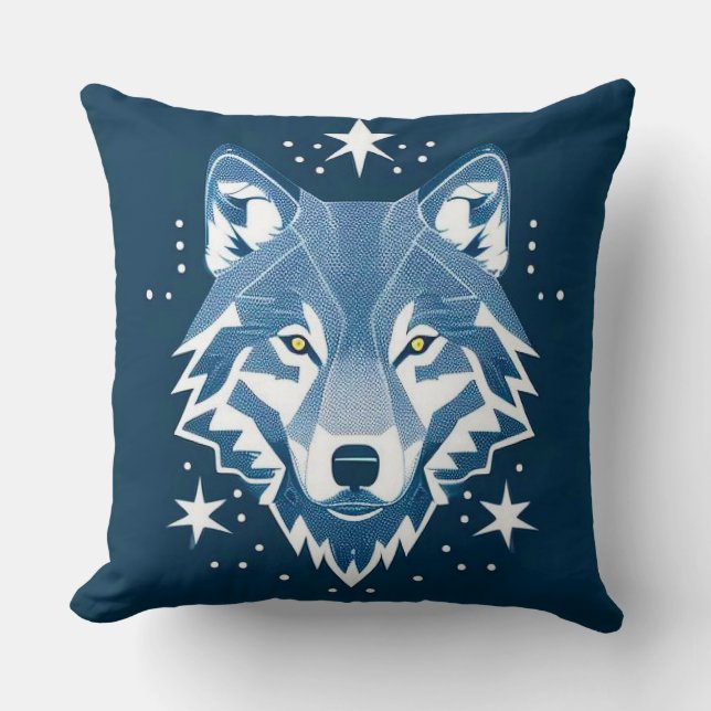 Wolf Geometrische Illustratie Kussen (Voorkant)