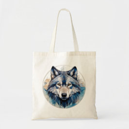 Wolf geometrische Waterverf Tote Bag