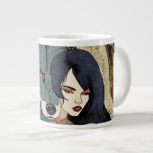 Wolf Geschenk Frau Jugendstil Russland Ornament Grote Koffiekop (Voorkant rechts)