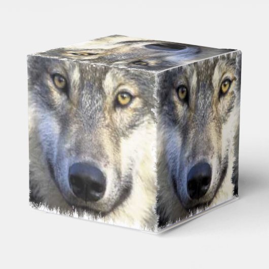 Wolf gezicht close-up bedankdoosjes (Achterkant)