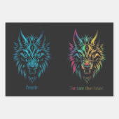 Wolf gezicht fenrir Wrapping Paper Blad Set van 3 (Voorkant 3)