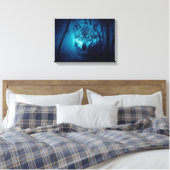 Wolf gezicht in donker fantasiebos canvas afdruk (Insitu (Slaapkamer))