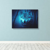 Wolf gezicht in donker fantasiebos canvas afdruk (Insitu (Houten vloer))