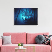 Wolf gezicht in donker fantasiebos canvas afdruk (Insitu (Woonkamer))