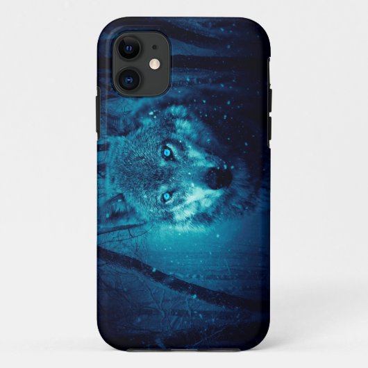 Wolf gezicht in donker fantasiebos Case-Mate iPhone case (Achterkant)