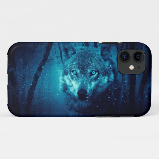 Wolf gezicht in donker fantasiebos Case-Mate iPhone case (Achterkant (horizontaal))