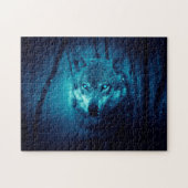 Wolf gezicht in donker fantasiebos legpuzzel (Horizontaal)