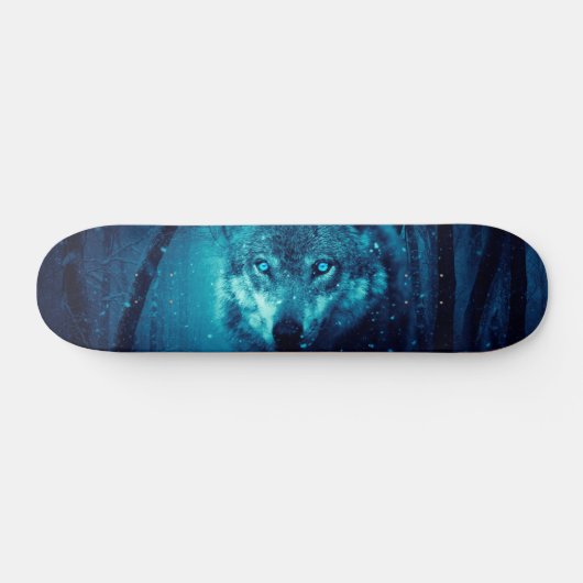Wolf gezicht in donker fantasiebos persoonlijk skateboard (Horizontaal)