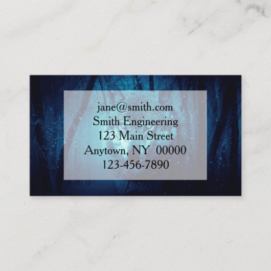 Wolf gezicht in donker fantasiebos visitekaartje (Voorkant)