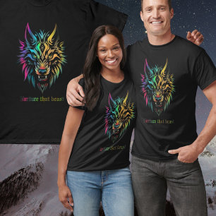 Wolf gezicht kleurrijke airbrush Nurture dat beest T-shirt