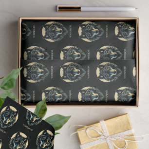 Wolf gezicht krijger fenrir nordic gift wrapping tissuepapier