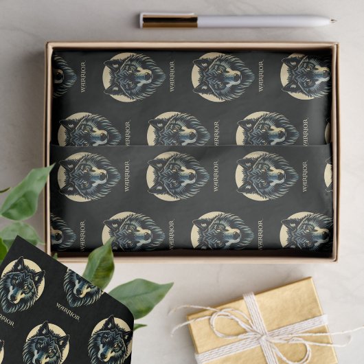 Wolf gezicht krijger fenrir nordic gift wrapping tissuepapier