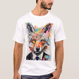 Wolf Gezicht met Abstract Geometrisch T-shirt