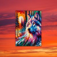 Wolf Gezicht met Zon & Bos |