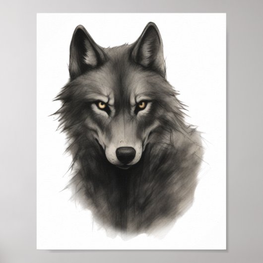 Wolf Gezicht Sticker Poster (Voorkant)
