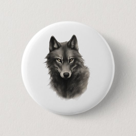 Wolf Gezicht Sticker Ronde Button 5,7 Cm (Voorkant)