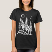 Wolf Girl Forest Huilende Maan Grafische T-shirt (Voorkant)