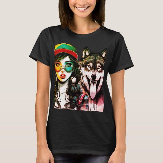 Wolf Girl - Ink Collectie T-shirt (Voorkant)