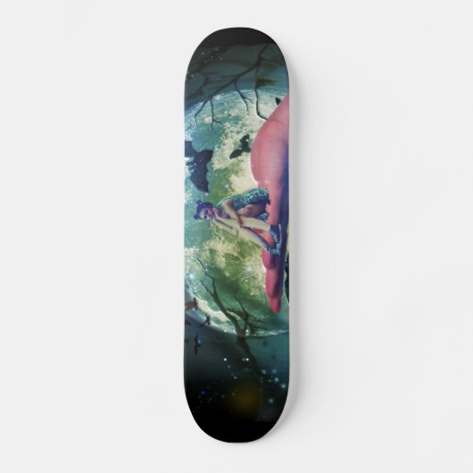Wolf Girl Raven Bat Moon Persoonlijk Skateboard (Voorkant)
