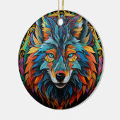 Wolf Glas in lood Keramische Boomdecoratie Keramisch Ornament (Links)