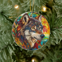 Wolf Glas in lood kerstboom decoraties