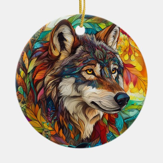 Wolf Glas in lood kerstboom decoraties (Voorkant)