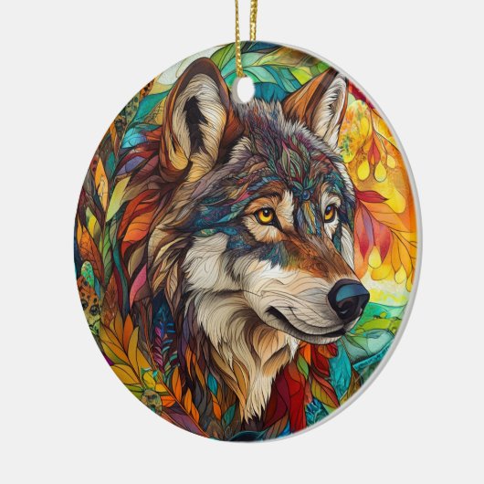 Wolf Glas in lood kerstboom decoraties (Links)