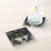 Wolf Glazen Onderzetter (Schuin)