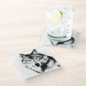 Wolf Glazen Onderzetter (Schuin)