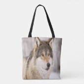 Wolf glimlacht in sneeuw en winterbos tote bag (Achterkant)